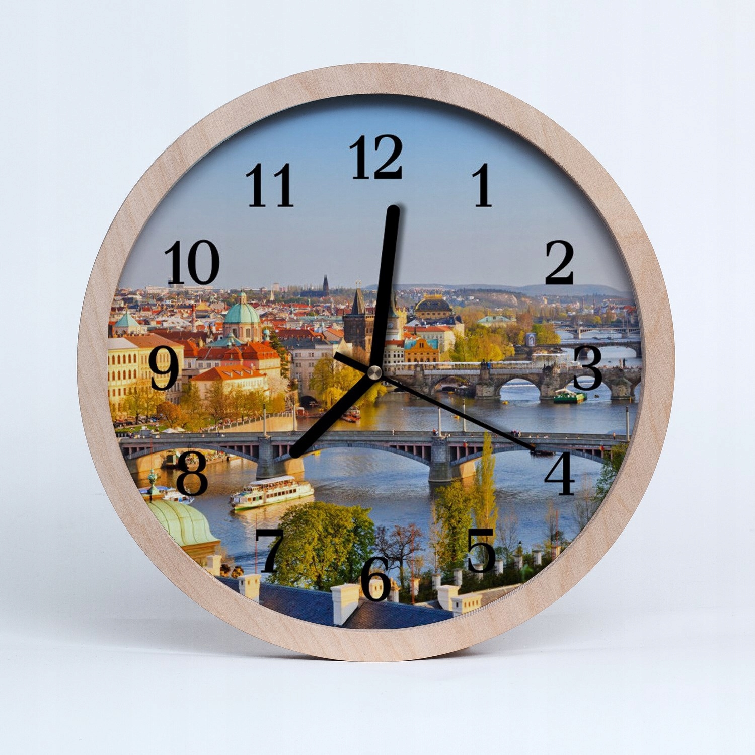 Nástěnné křemenné hodiny Tekoucí město Praha Město
