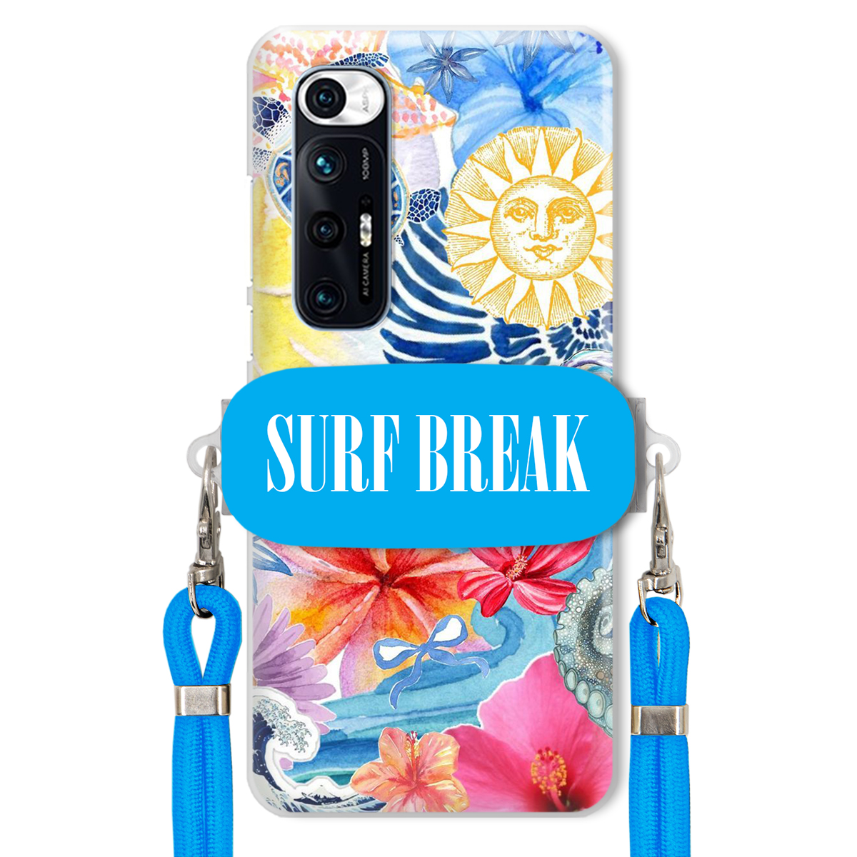 Puzdro pre Xiaomi Mi 10s Vodítko Crossbody Blue Držiak Surf Break na dovolenku