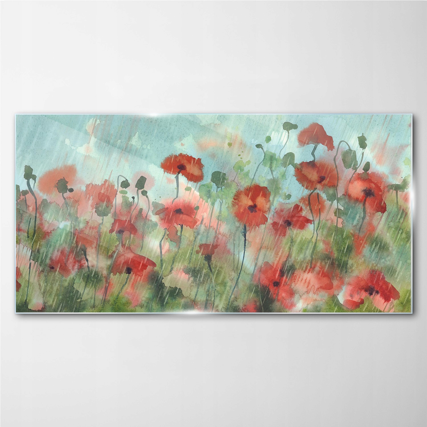 

Obraz na ścianę szklany Maki w deszczu 100x50 cm