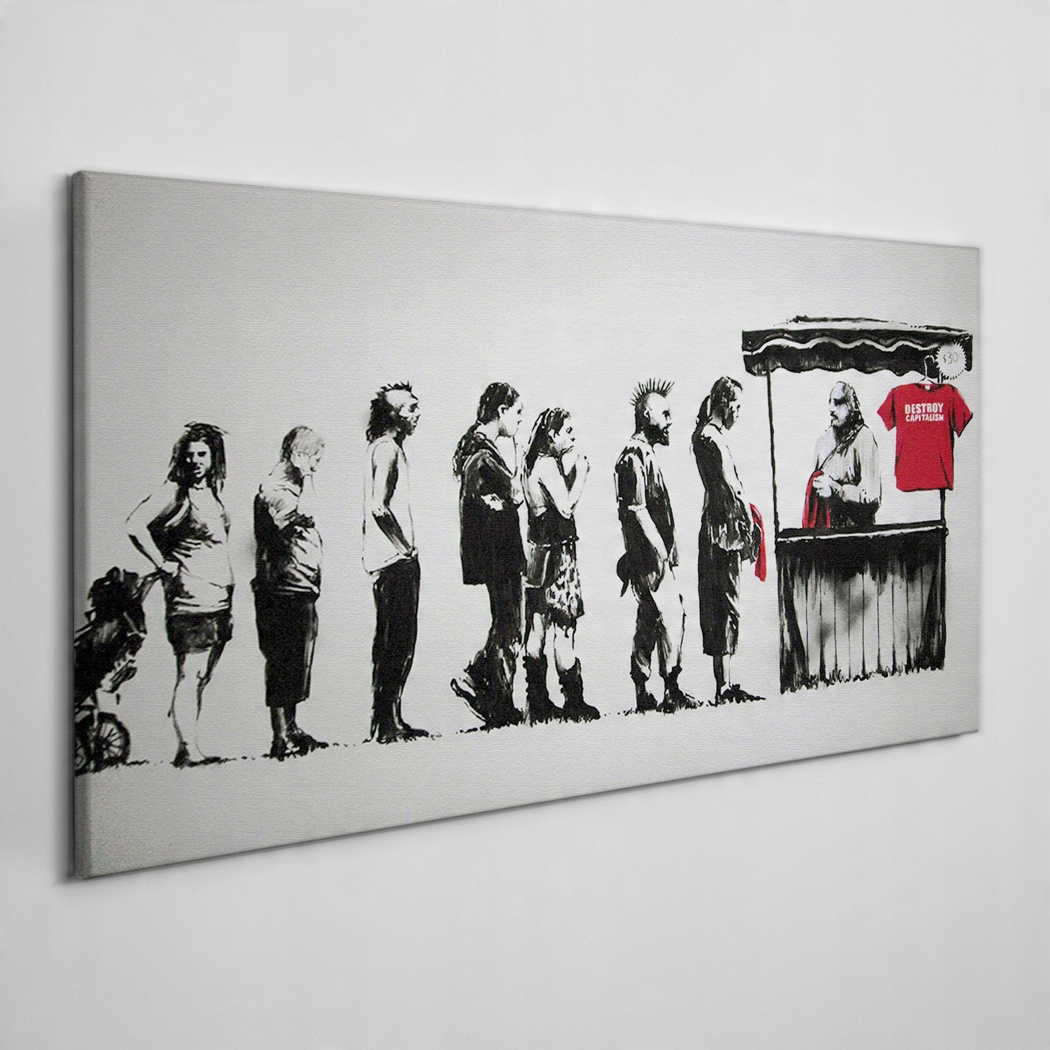 

Obraz płótno Festiwal Banksy czarno-biały 120x60