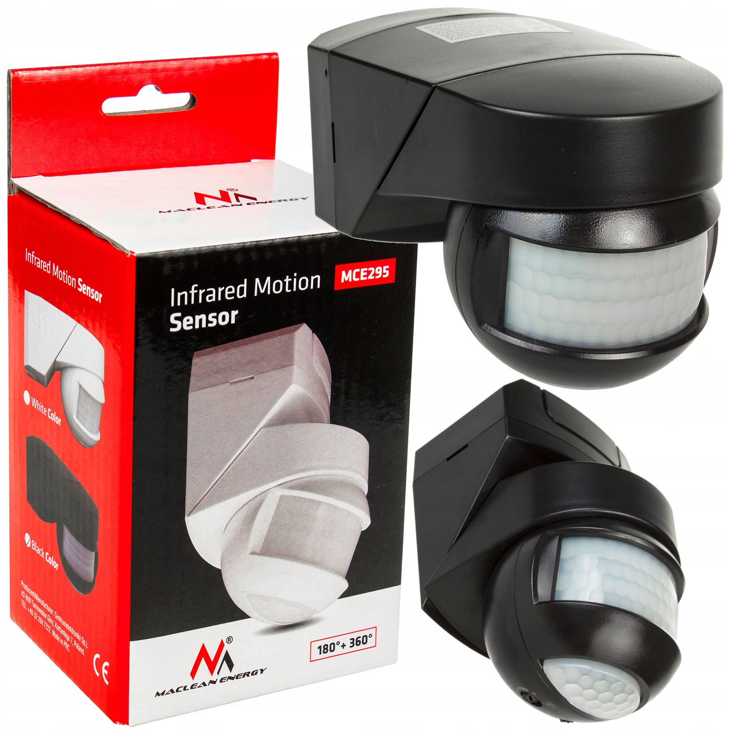 Sensor czujnik ruchu na podczerwień 180+360 stopni dzień noc 2000W do LED