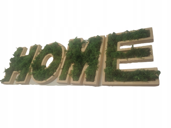 napis HOME z mchu chrobotek MECH