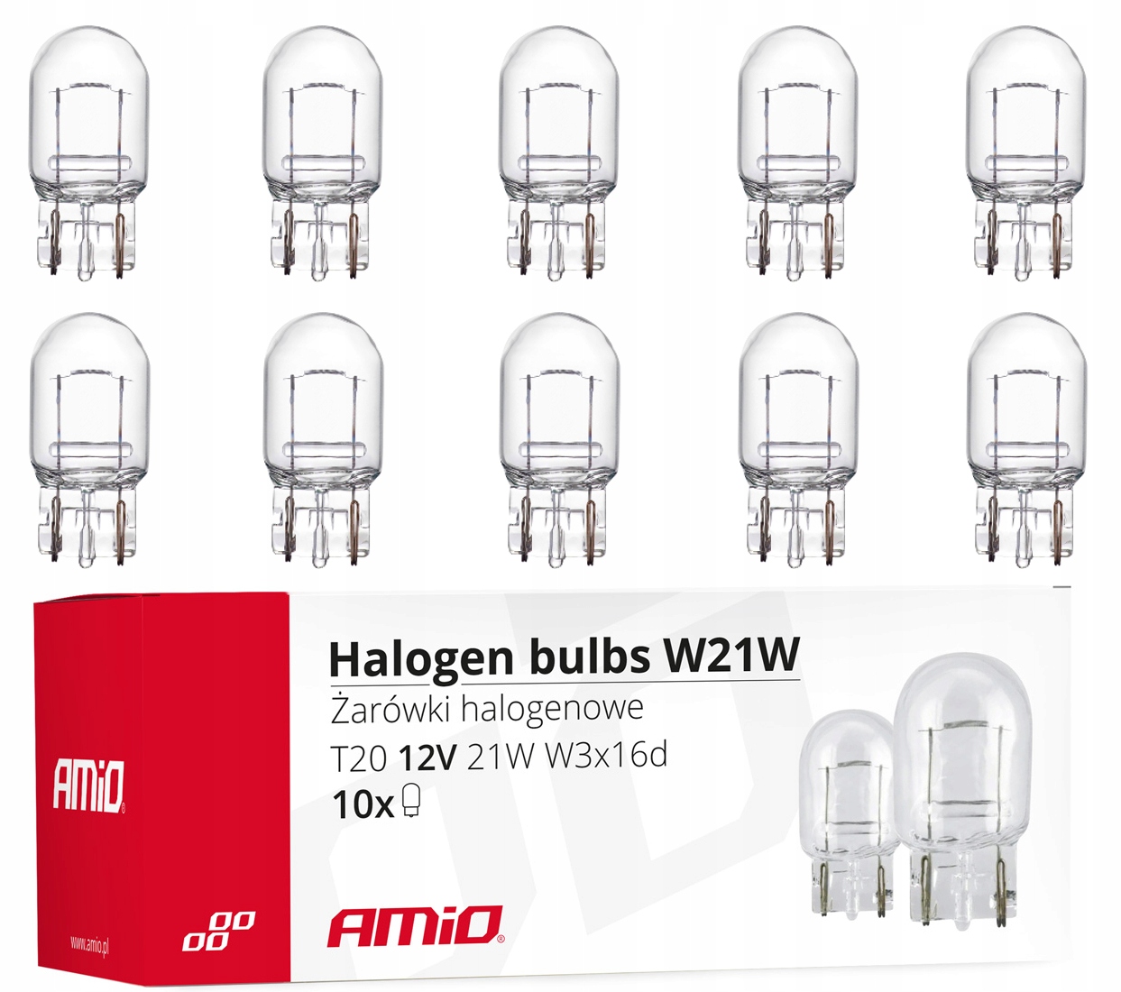 

Żarówki T20 W21W Halogenowe W3x16d 10szt