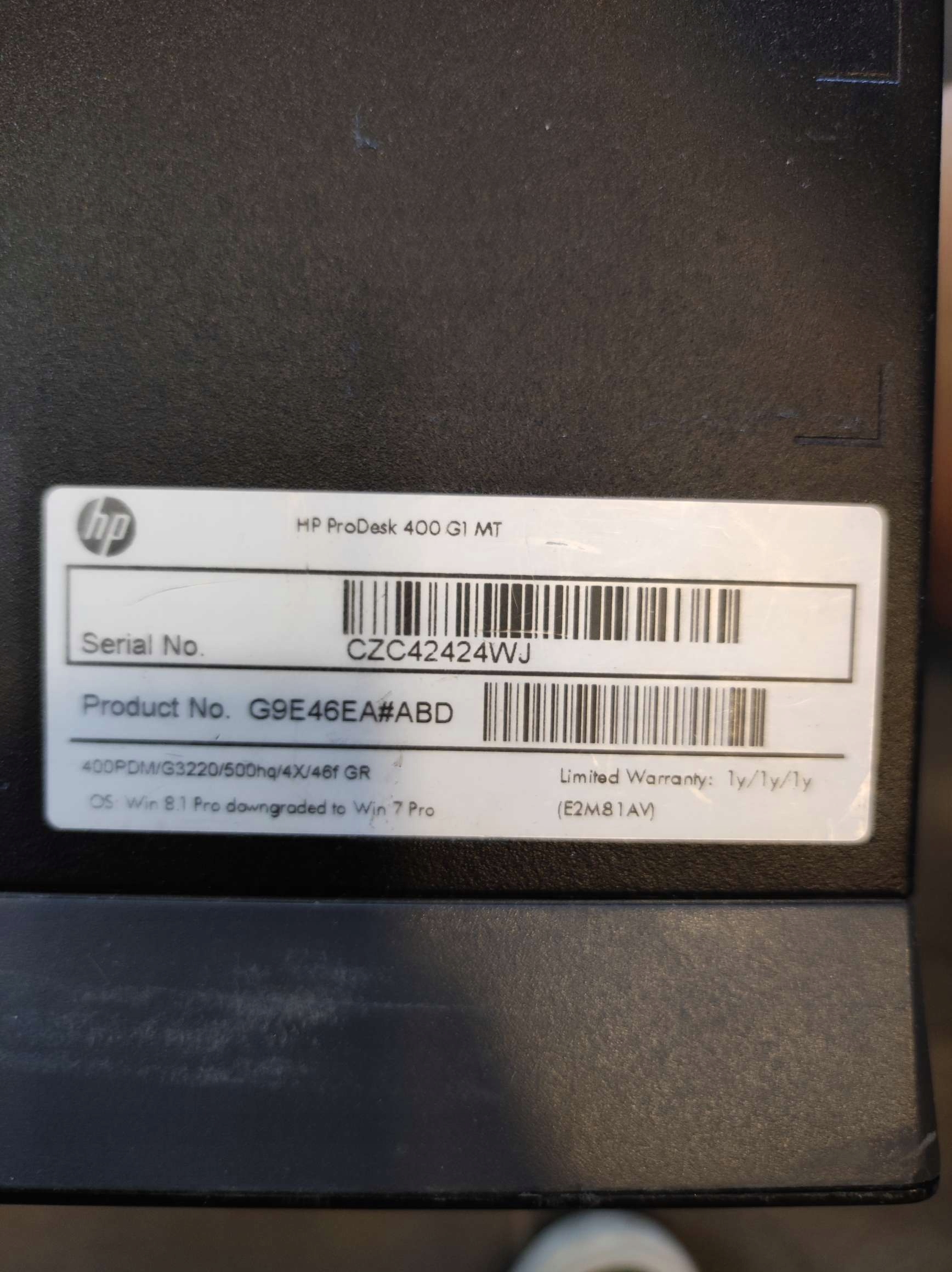 Komputer HP ProDesk 400 G1 Pentium G3220 4GB WIN8 Model PRO DESK400 G1 SFF