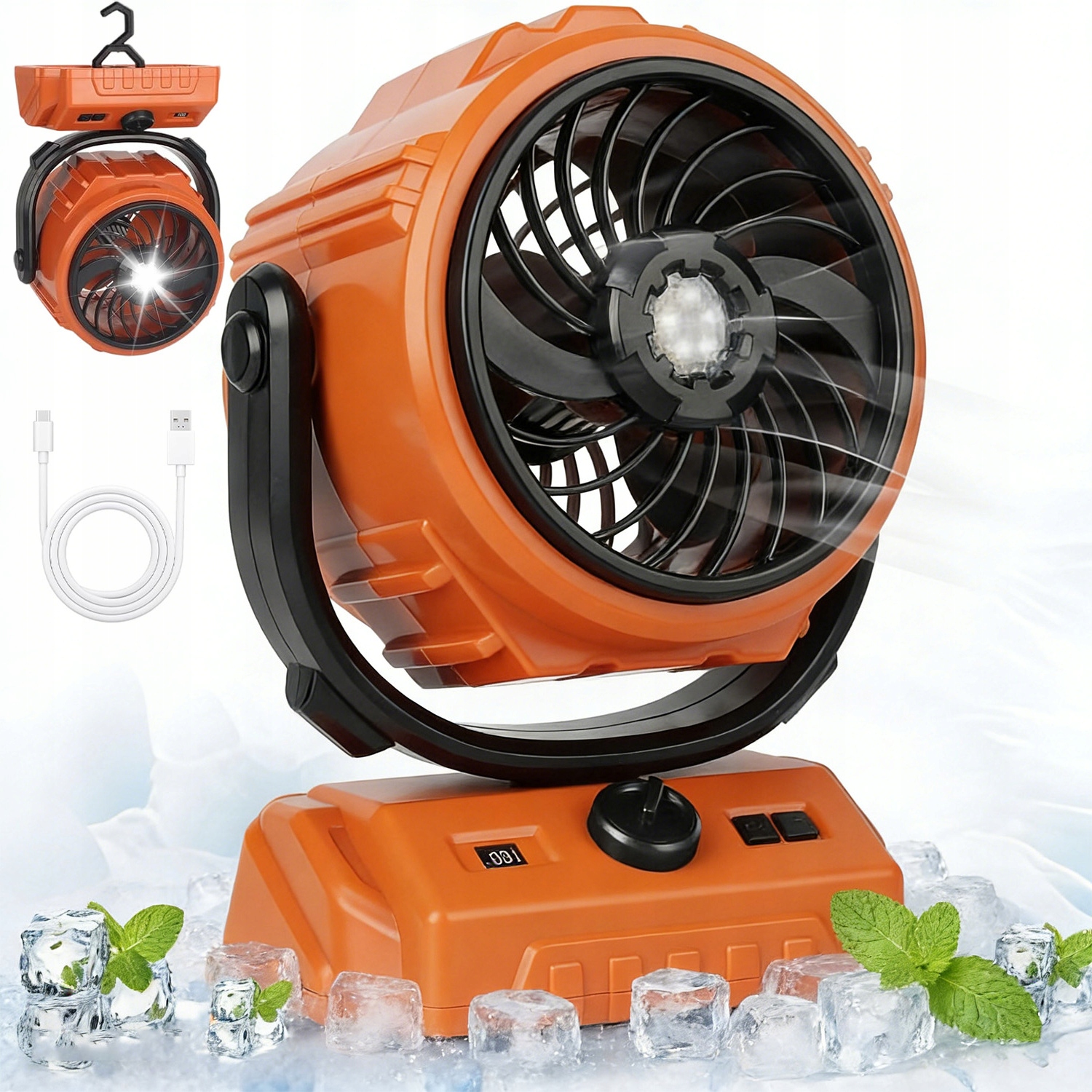 Stanový Ventilátor S 300STUPŇOVÝM Hákem A Powerbankou