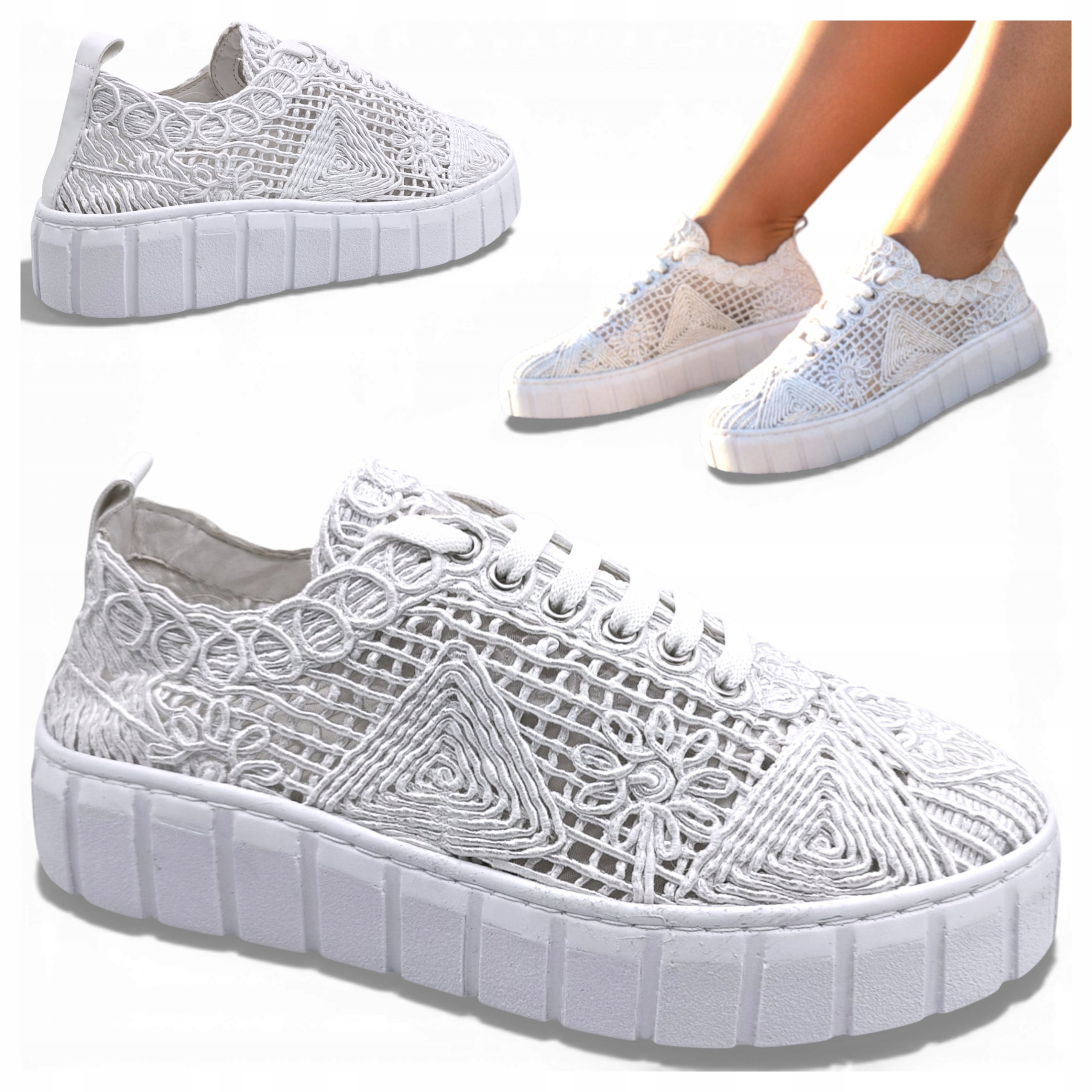 Dámské ažurové polobotky 36 Letní krajkové bílé T.Sokolski Elegantní