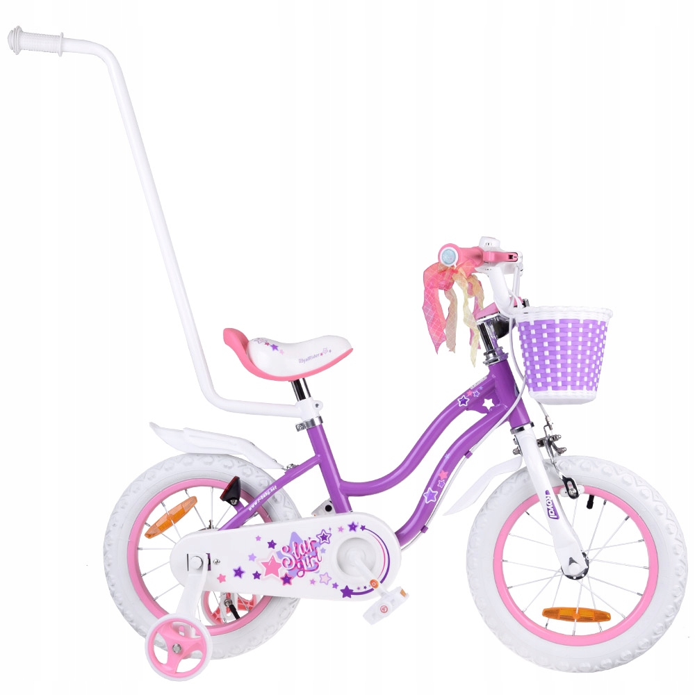 RoyalBaby Rower dziecięcy 14" Star Girl Koszyk, koła boczne, pchacz RB14G-1