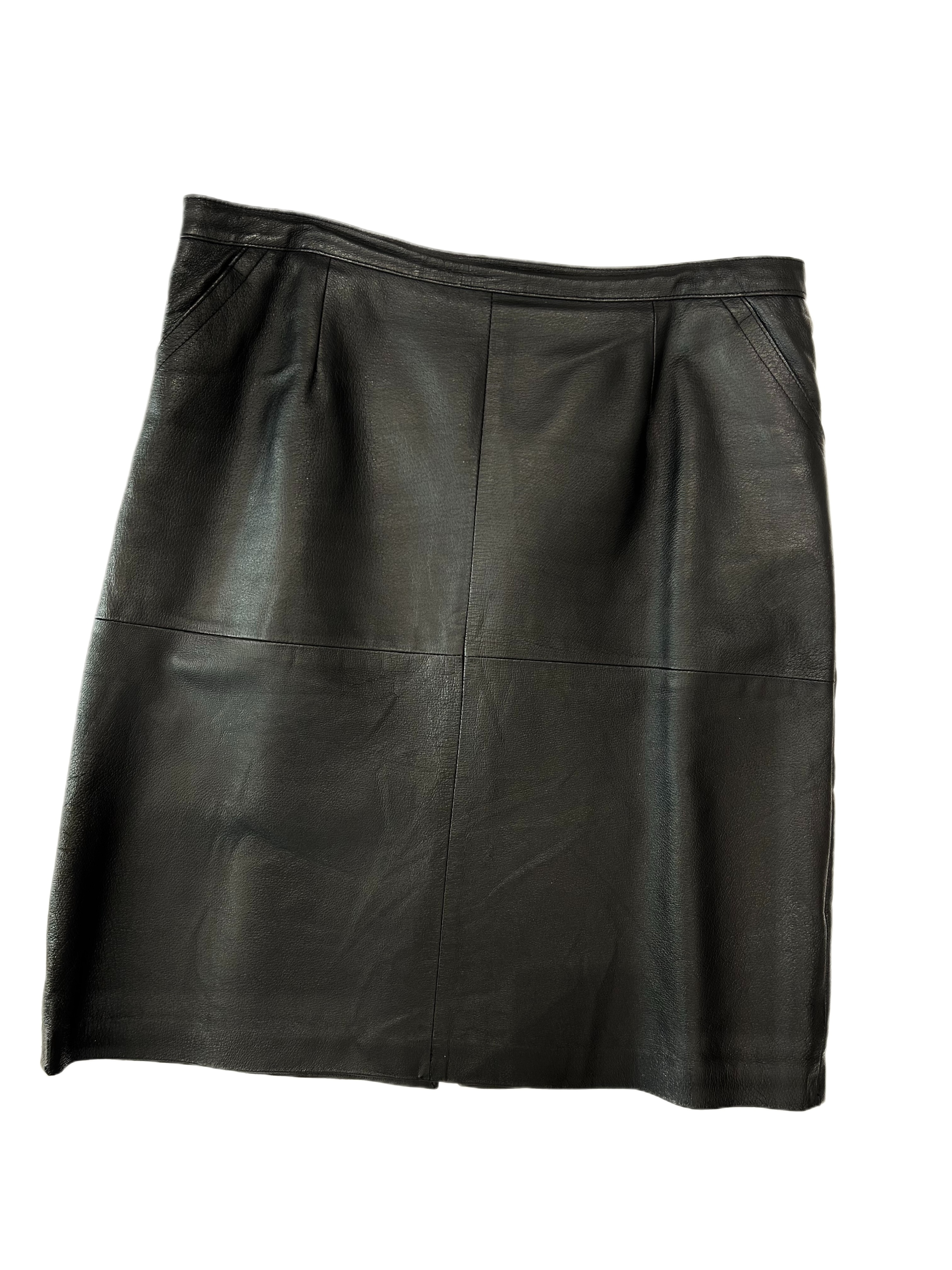 Klasická tužková sukně z přírodní kůže 52 6XL