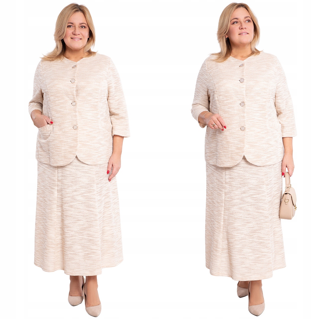 Béžová souprava se stříbrnou nití 60