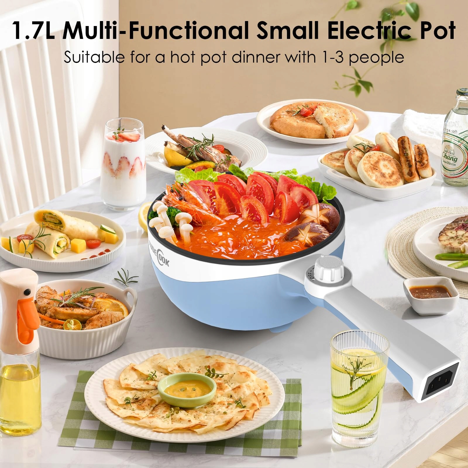 AUDECOOK 1,7L Elektryczny Garnek Przenośny Multicooker — miniatura 4
