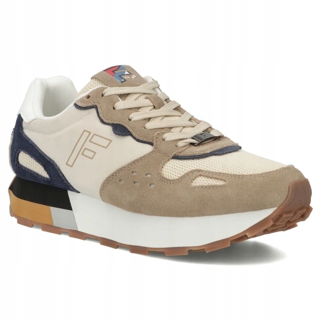Buty męskie skórzane sneakersy sznurowane Filippo MSP7839 Be beżowe 41