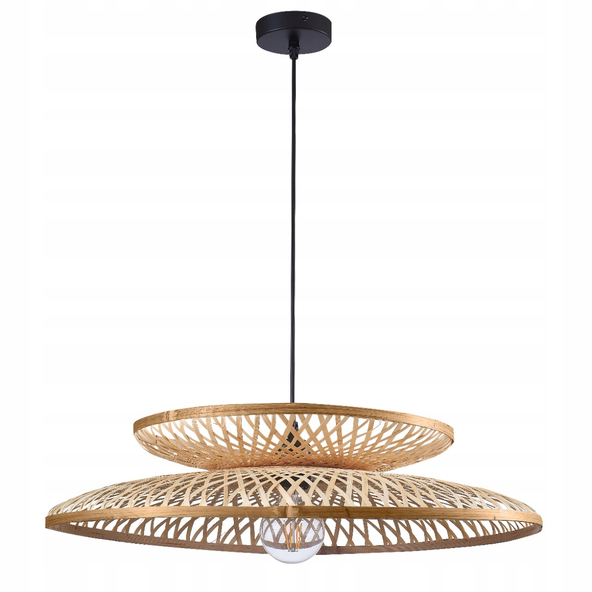 Závěsné svítidlo Bali boho bambus Ø60cm E27 20W béžová Polux