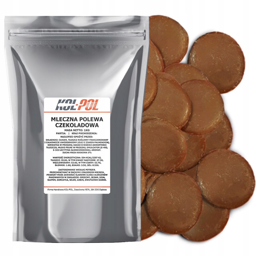 Levně Čokoládová Poleva Mléčná 1kg Pro rozpouštění Dezertní kroužky Kol-Pol