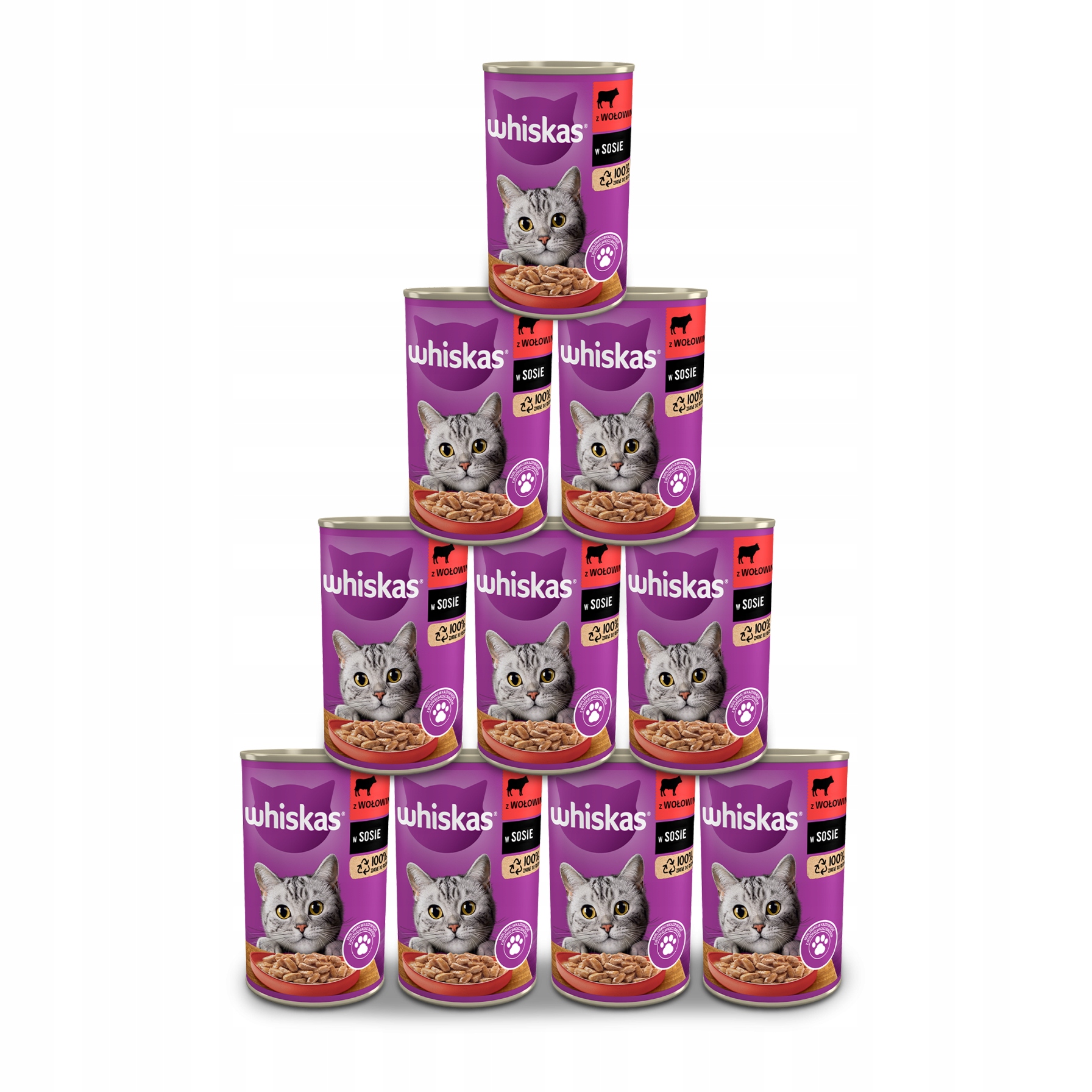 Whiskas mokra karma dla kota z wołowiną w sosie puszka 24x400 g