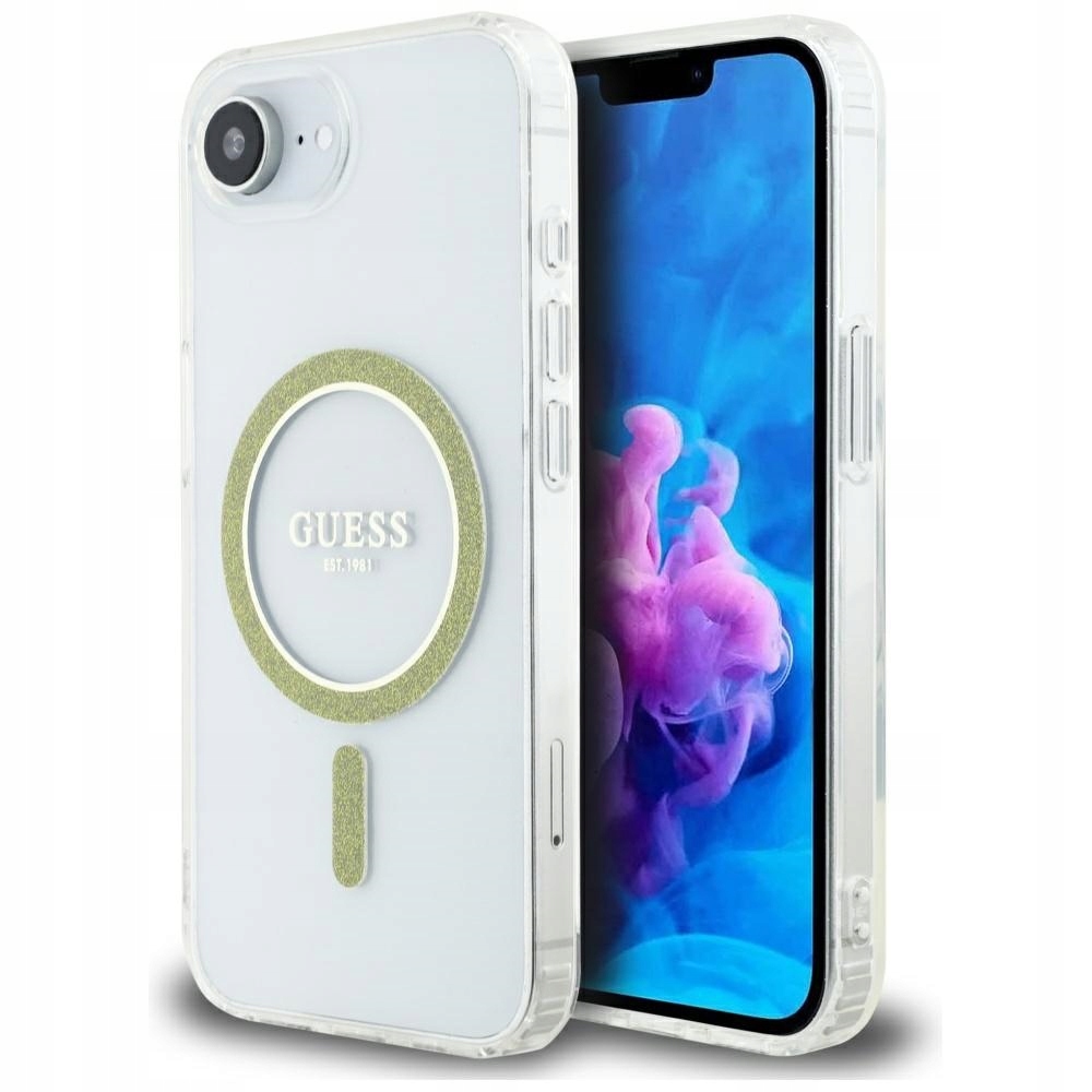 Pouzdro Pro Iphone 16E 17E Guess IML Glitter Circle Magsafe Průhledné