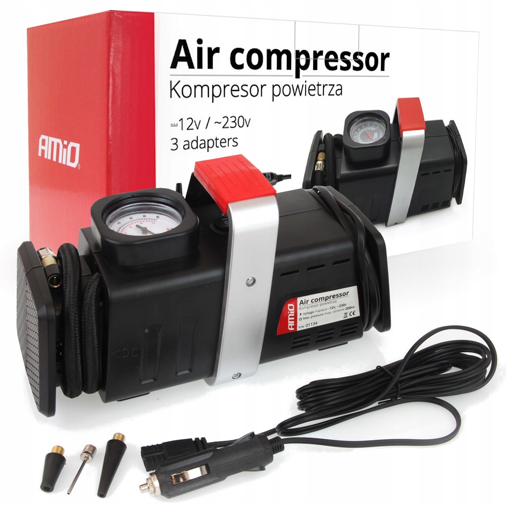 

Kompresor przenośny 12V/230V 200 Psi 3 adaptery