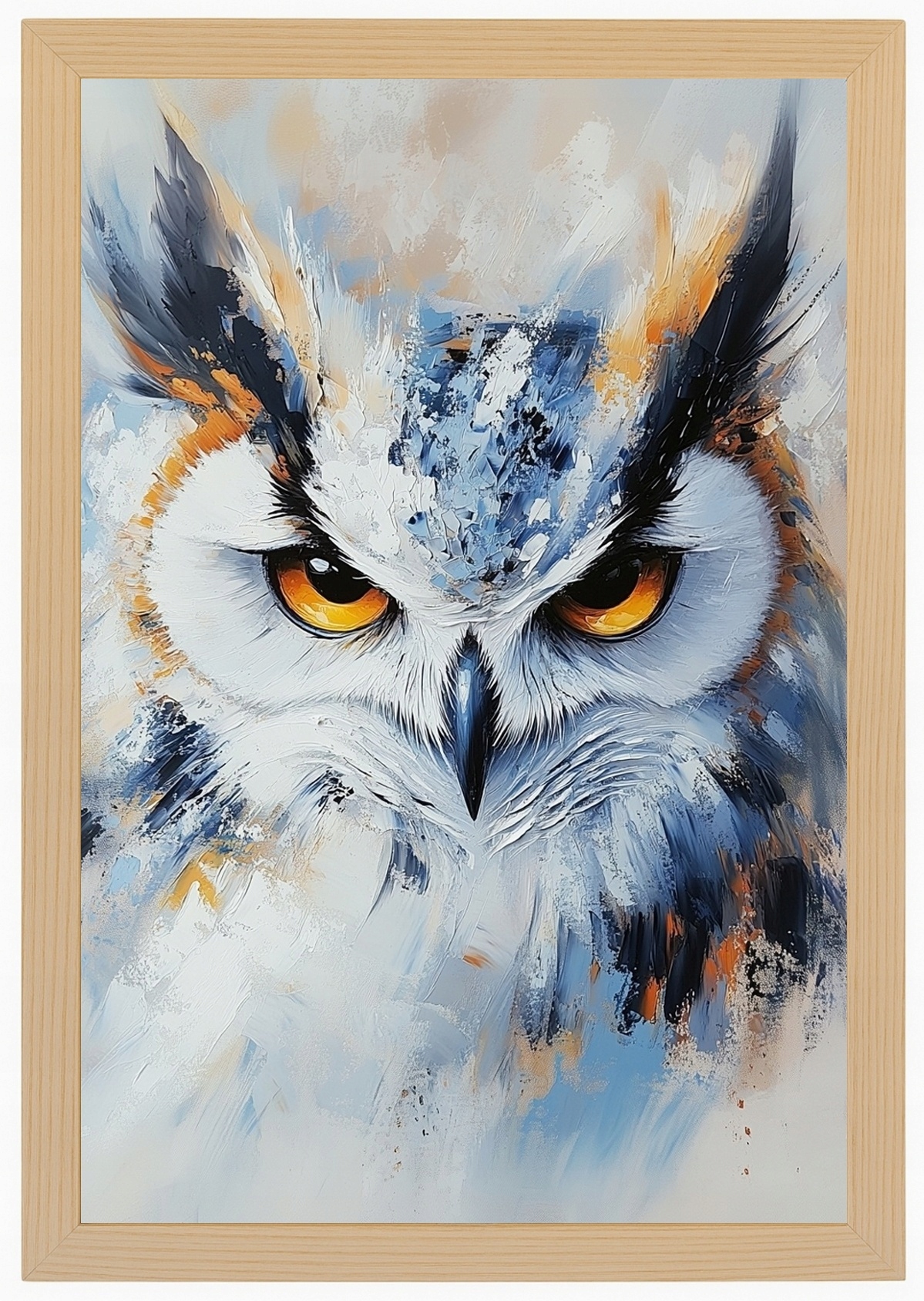 Plakát Rámeček Dřevo Olej Portrét Příroda Pták Sova Moudrost Pozor 40x60