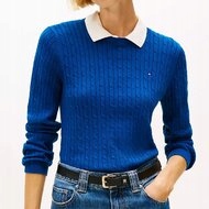 Svetr Tommy Hilfiger pletený, klasický, modrý, dámský, L (nový)