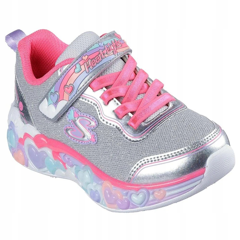 Buty młodzieżowe Skechers S Lights eternal Heart Lights srebrne 302697L S
