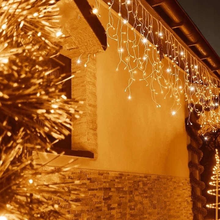 LAMPKI ŚWIĄTECZNE SOPLE CIEPŁE 300 LED 12m ŁAŃCUCH GRATIS GIRLANDA ŚWIETLNA Zasilanie sieciowe