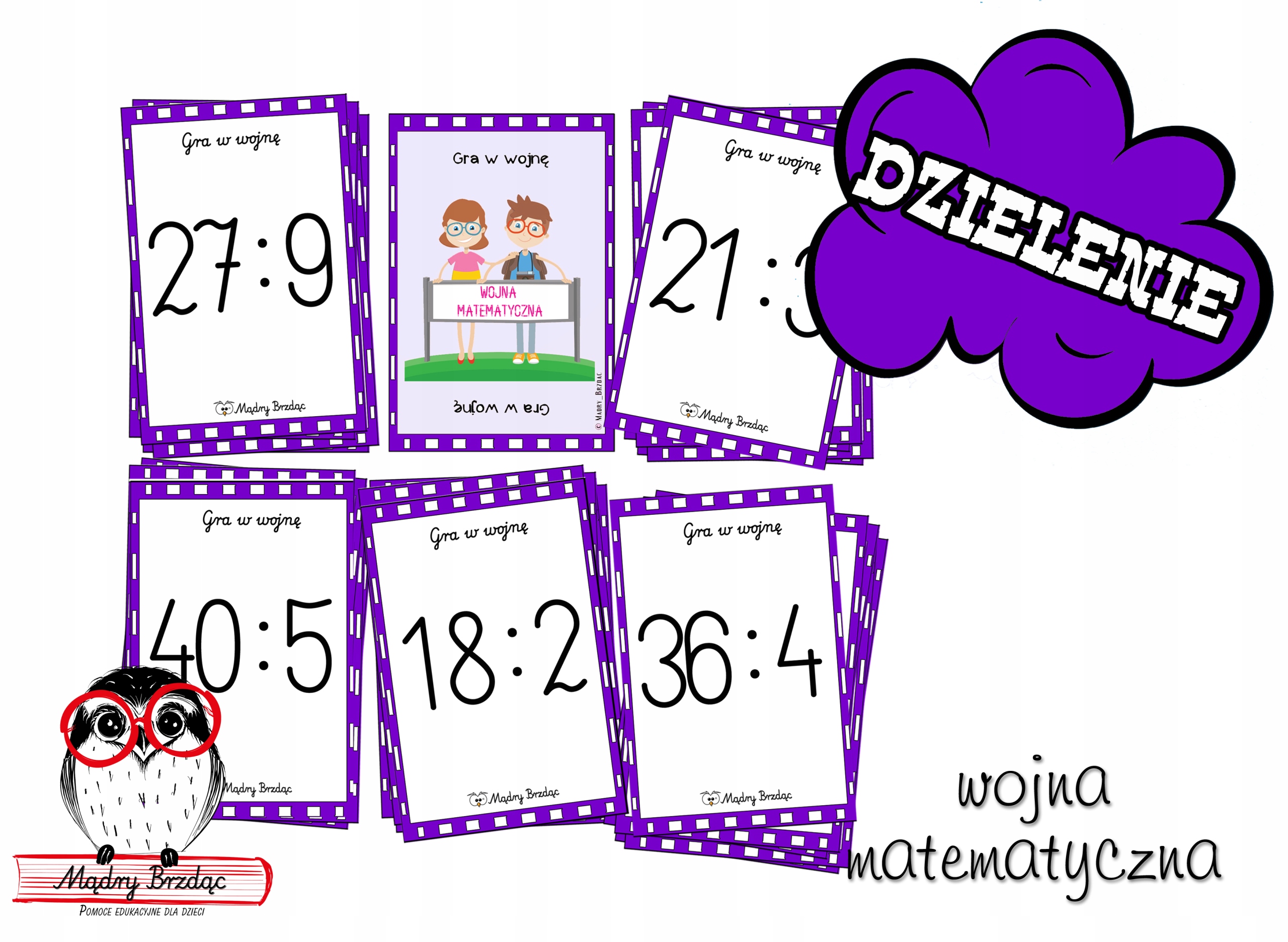 WOJNA MATEMATYCZNA * karty * DZIELENIE 1-100 ISBN 5905123040054