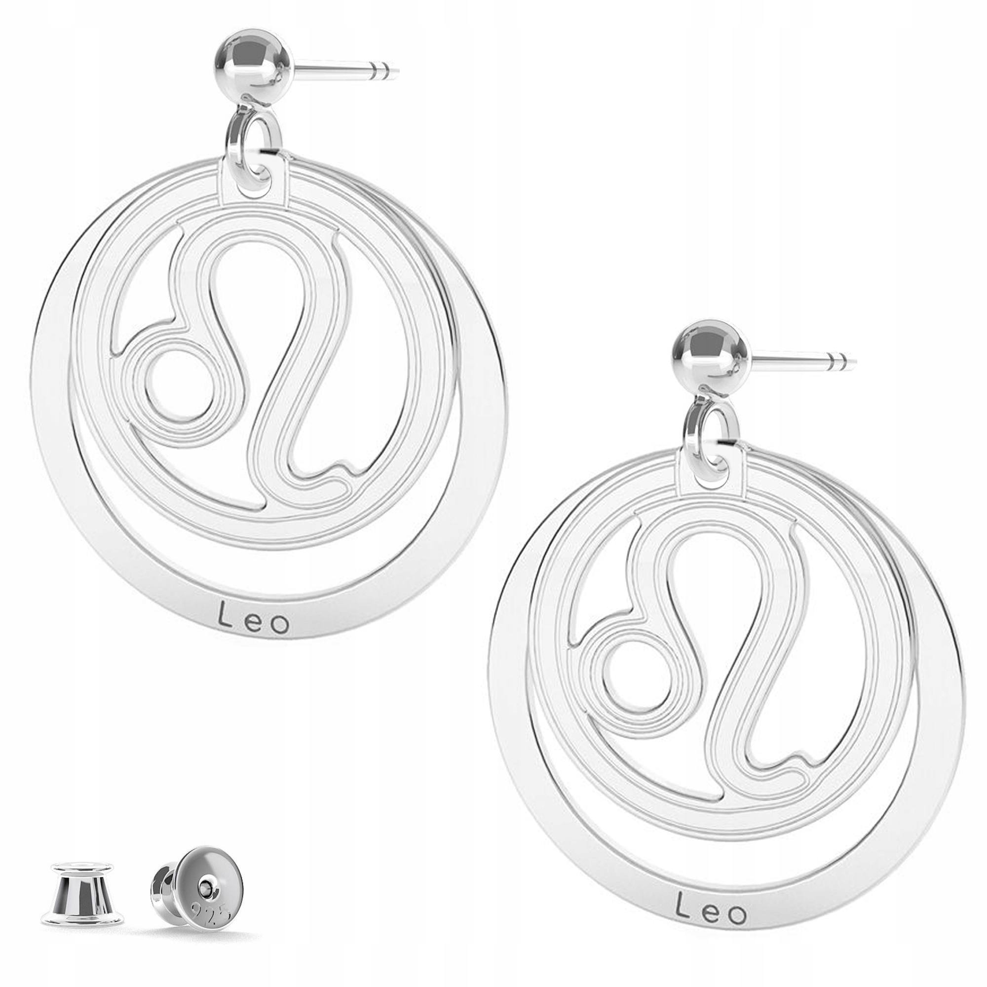 Stříbrné náušnice Znamení Zvěrokruhu Lev 925