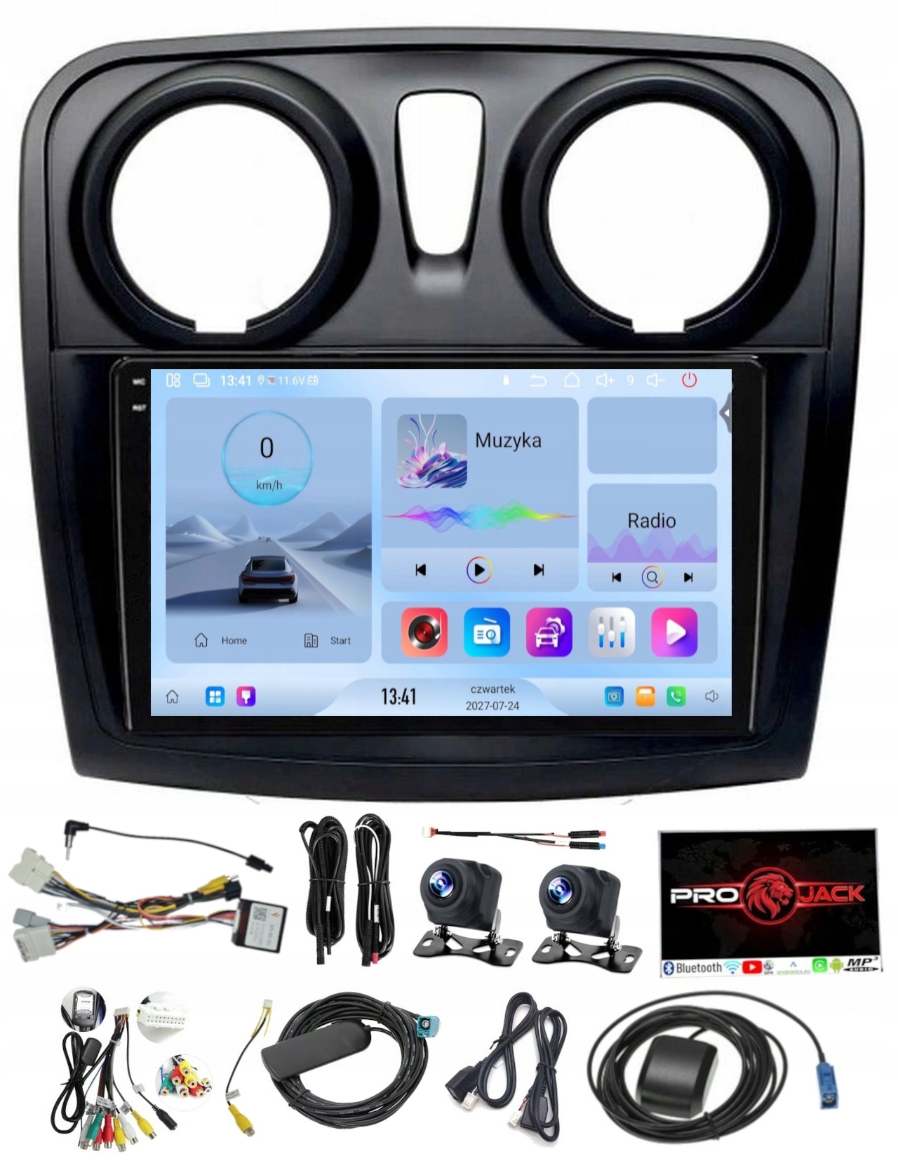 Navigační Rádio Carplay Android Dacia Logan Sandero 2012-19 4GB 64GB Sim