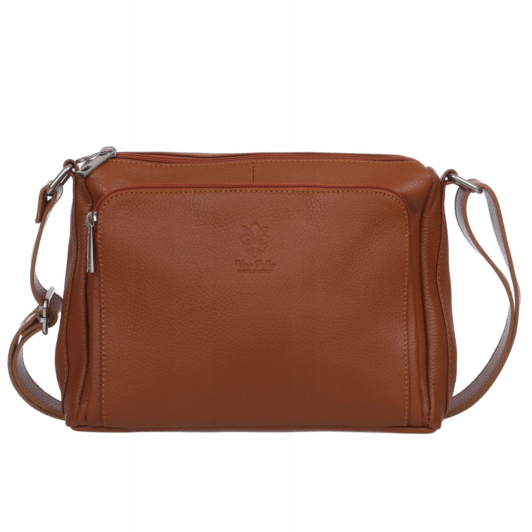 Vera Pelle kabelka přes rameno na zip přírodní kůže koňak