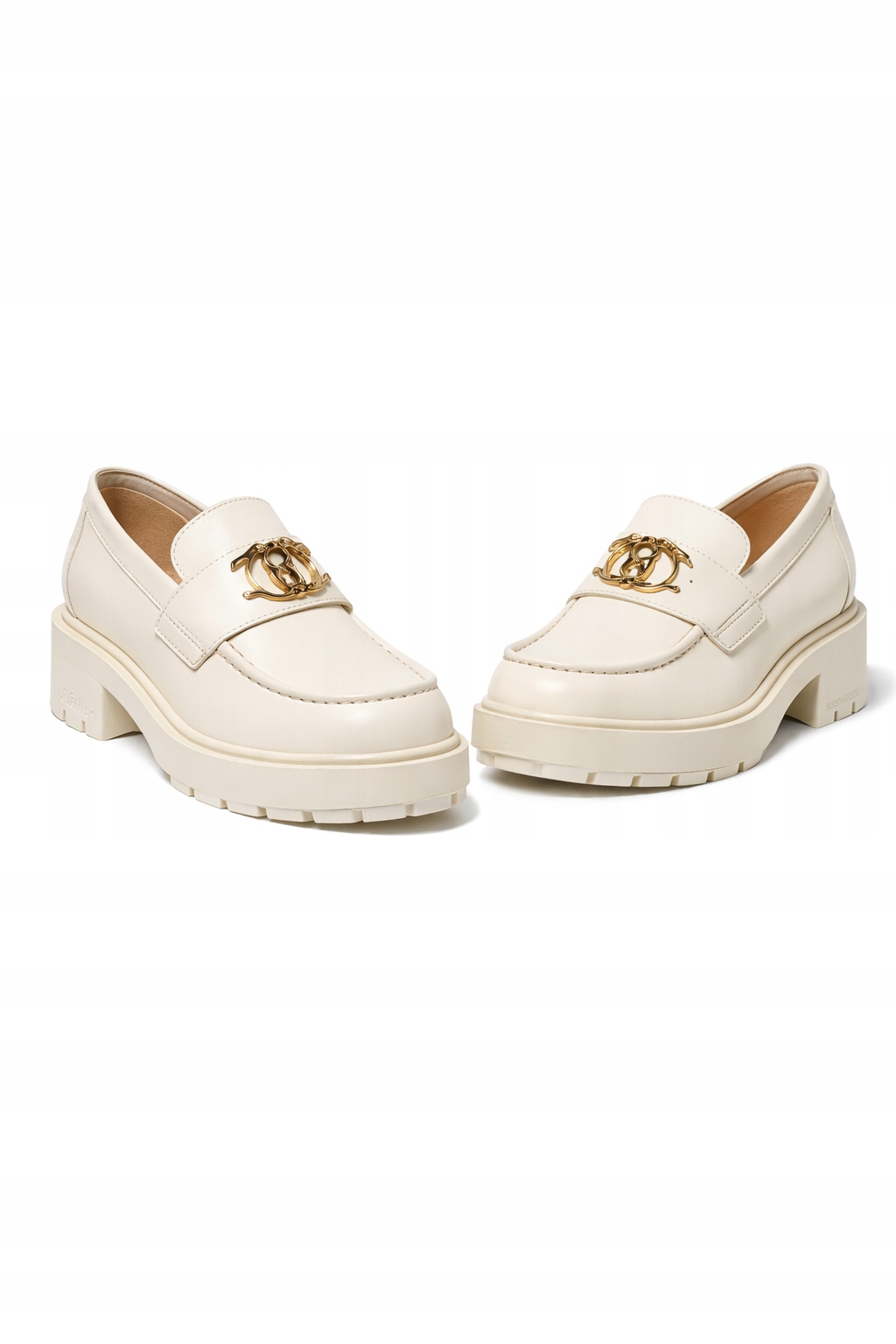 Pinko Béžové Lakované Mokasíny Se Zlatou Ozdobou 39 I1J