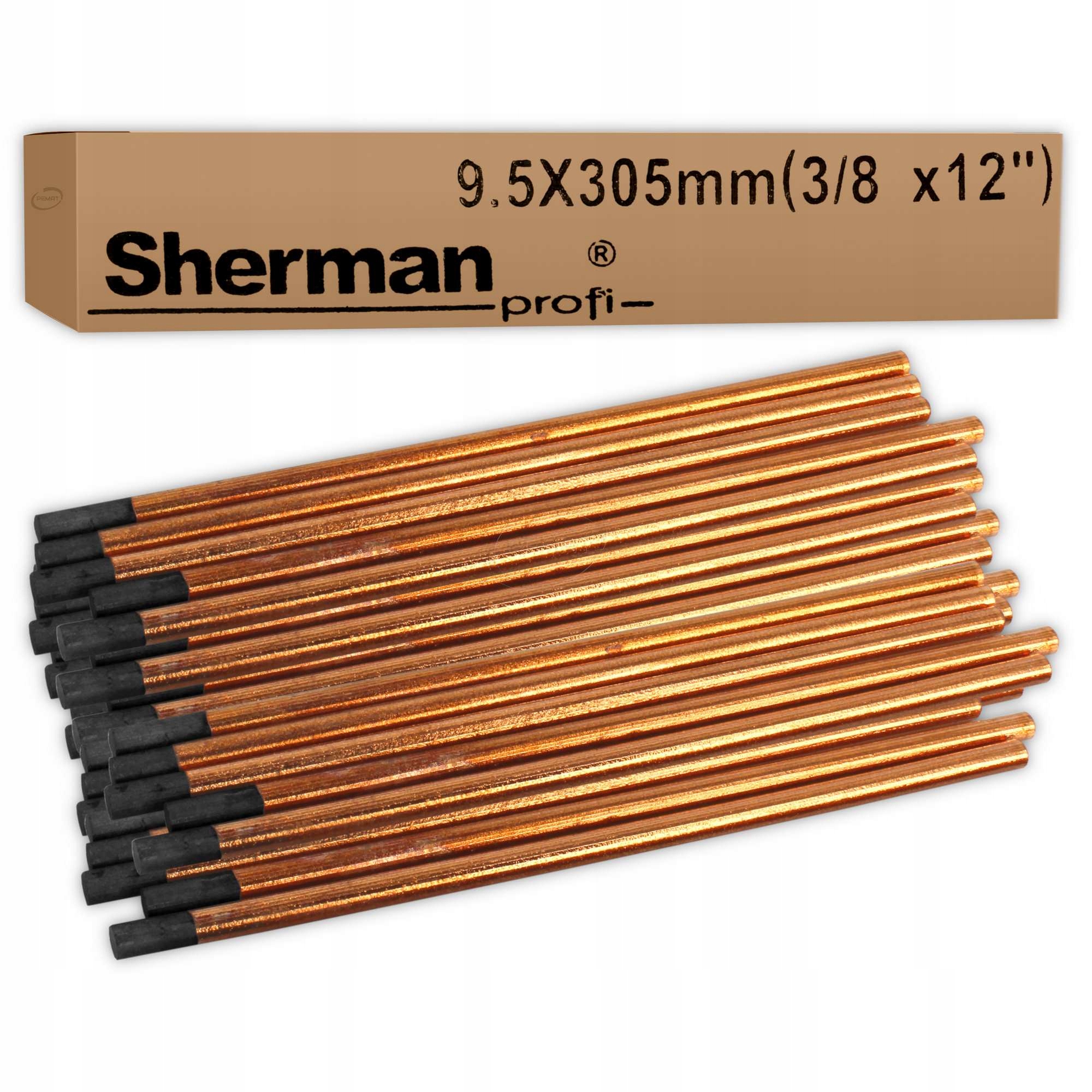 

50x Sherman Elektrody węglowe spawalnicze 9,5x305