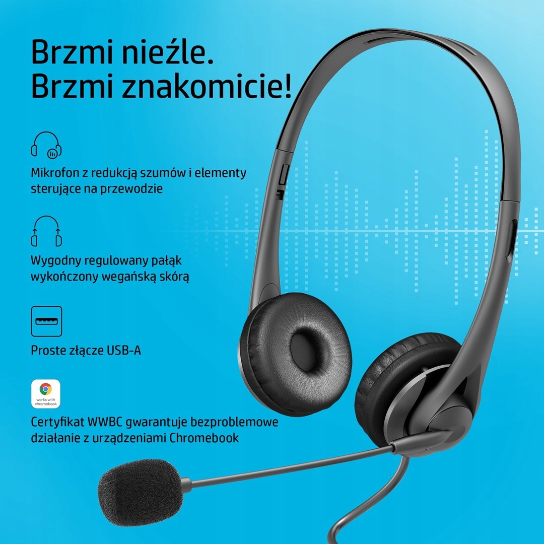 Słuchawki z mikrofonem HP Stereo USB Headset G2 przewodowe czarne 428H5AA Marka HP