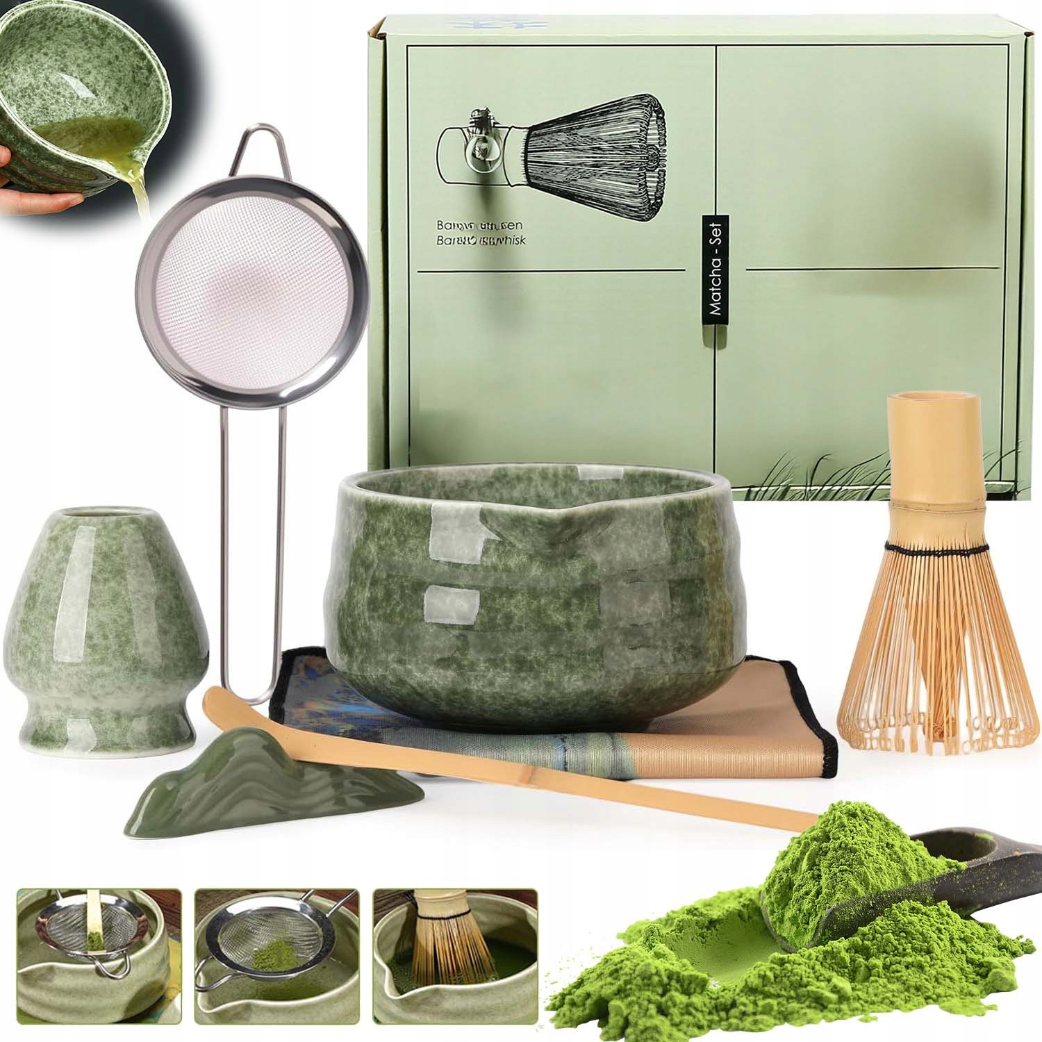 Sada Metliček Na Čaj Matcha Keramická 7 Ks Ideální Dárek