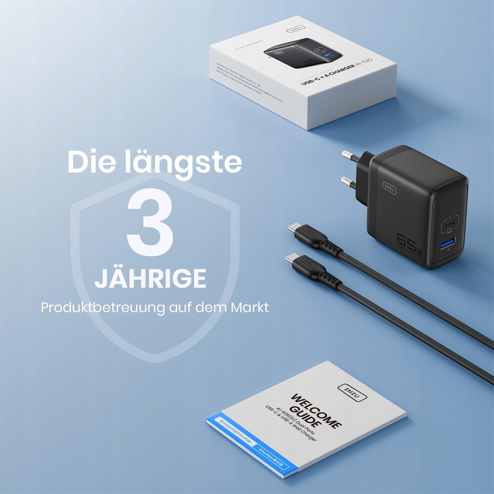 INIU 65W Ładowarka USB C GaN II 2-Port Kompaktowa Szybkie Ładowanie — miniatura 8