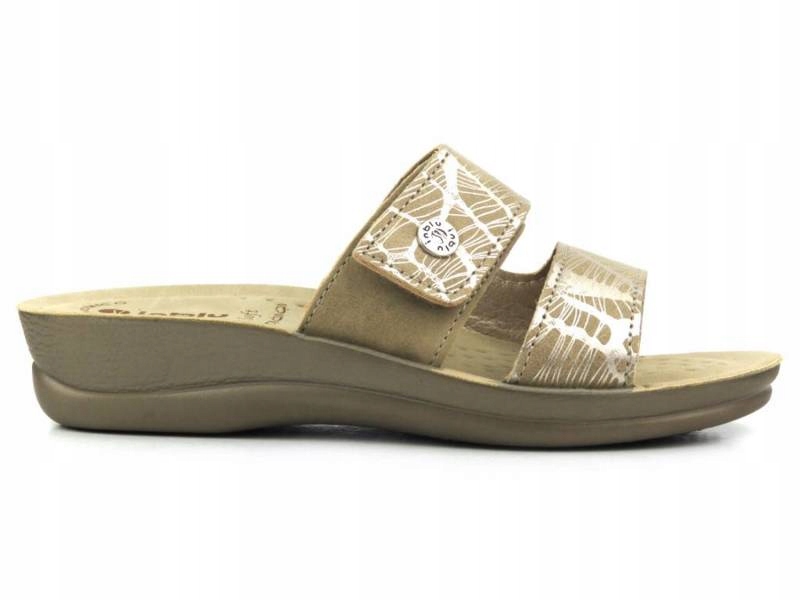 KLAPKI DAMSKIE INBLU VR-60 ZŁOTE BUTY NA LATO RZEP Rozmiar 36