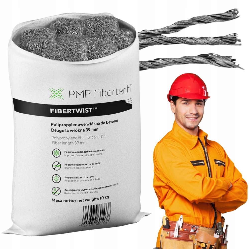 Polypropylenová vlákna na betonu Fibertwist 25 mm polymerová 10 kg šedá