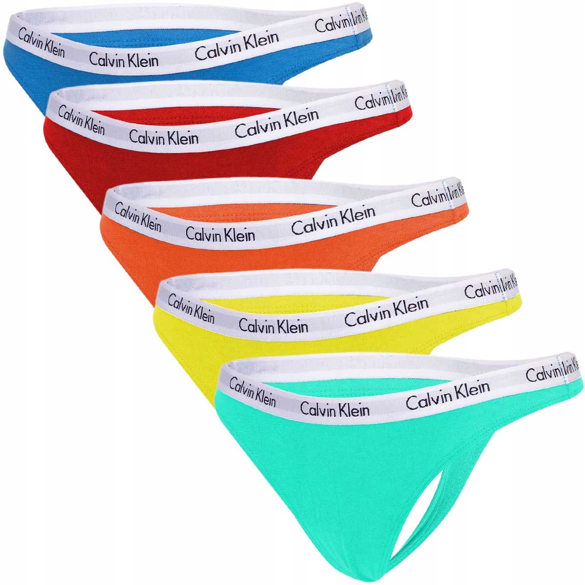 Calvin Klein Stringi Damskie Majtki Thong 5PK r.XS