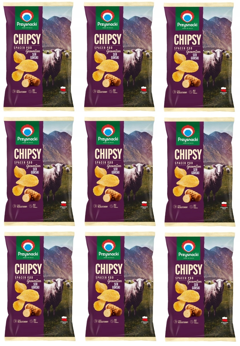 9x 130g Przysnacki Chipsy ser górski bezglutenowe Karton