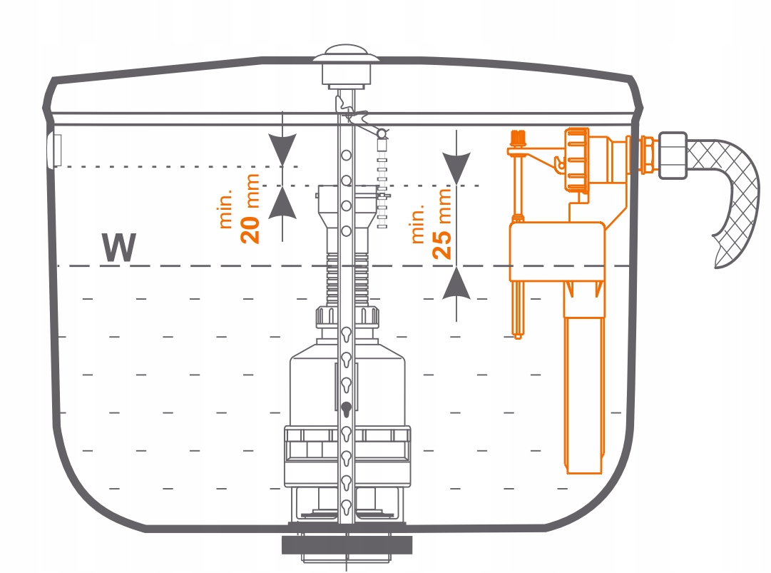 ZAWÓR DO SPŁUCZKI WC SEDESU MUSZLI AUTOMAT NAPELNIAJĄCY 3/8" GZ PŁYWAK DN10 Kod producenta ZN.10