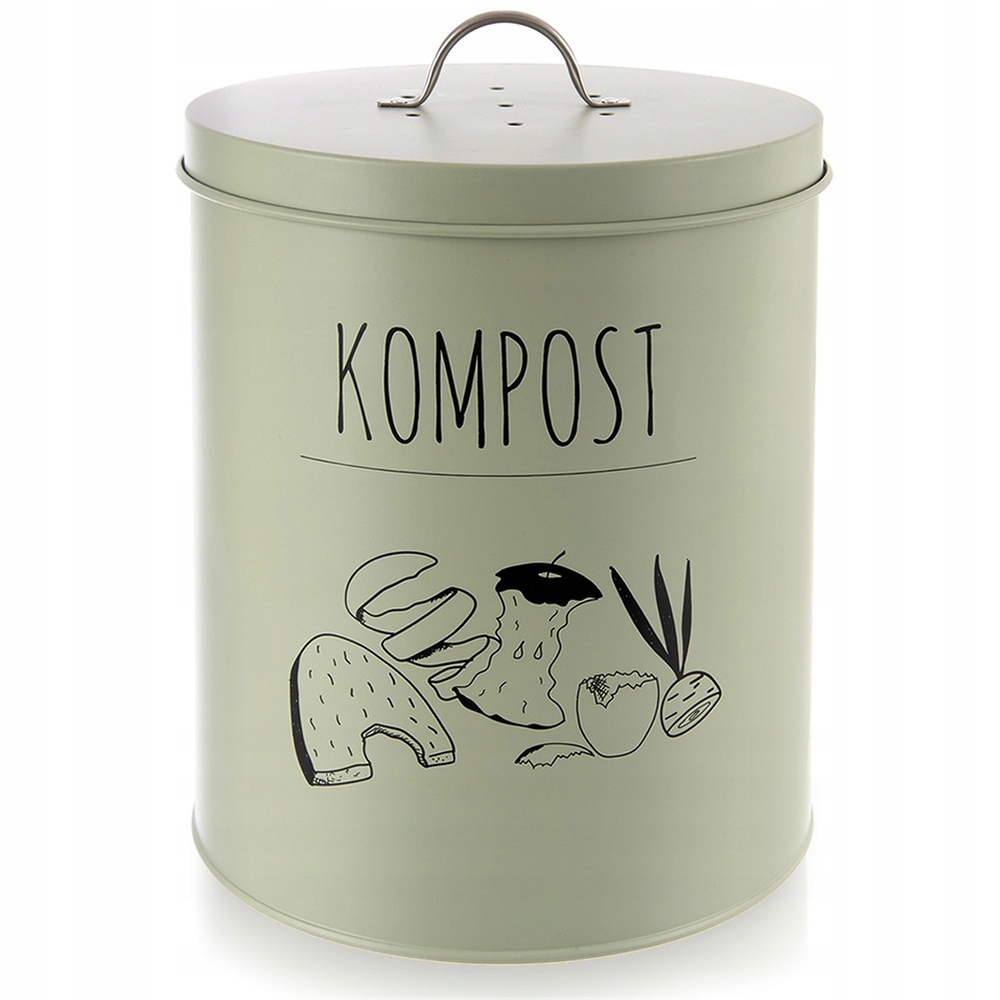 Kuchyňský Kompostér Na Bioodpad S Uhlíkovým Filtrem, Kovový, Zelený