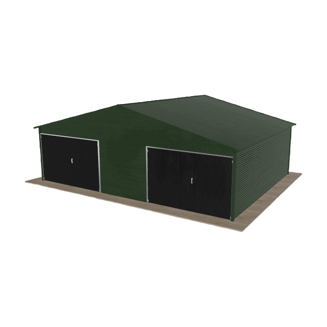 Plechová garáž 8x6 m dvoupolohová, dvoupolohová, zelená
