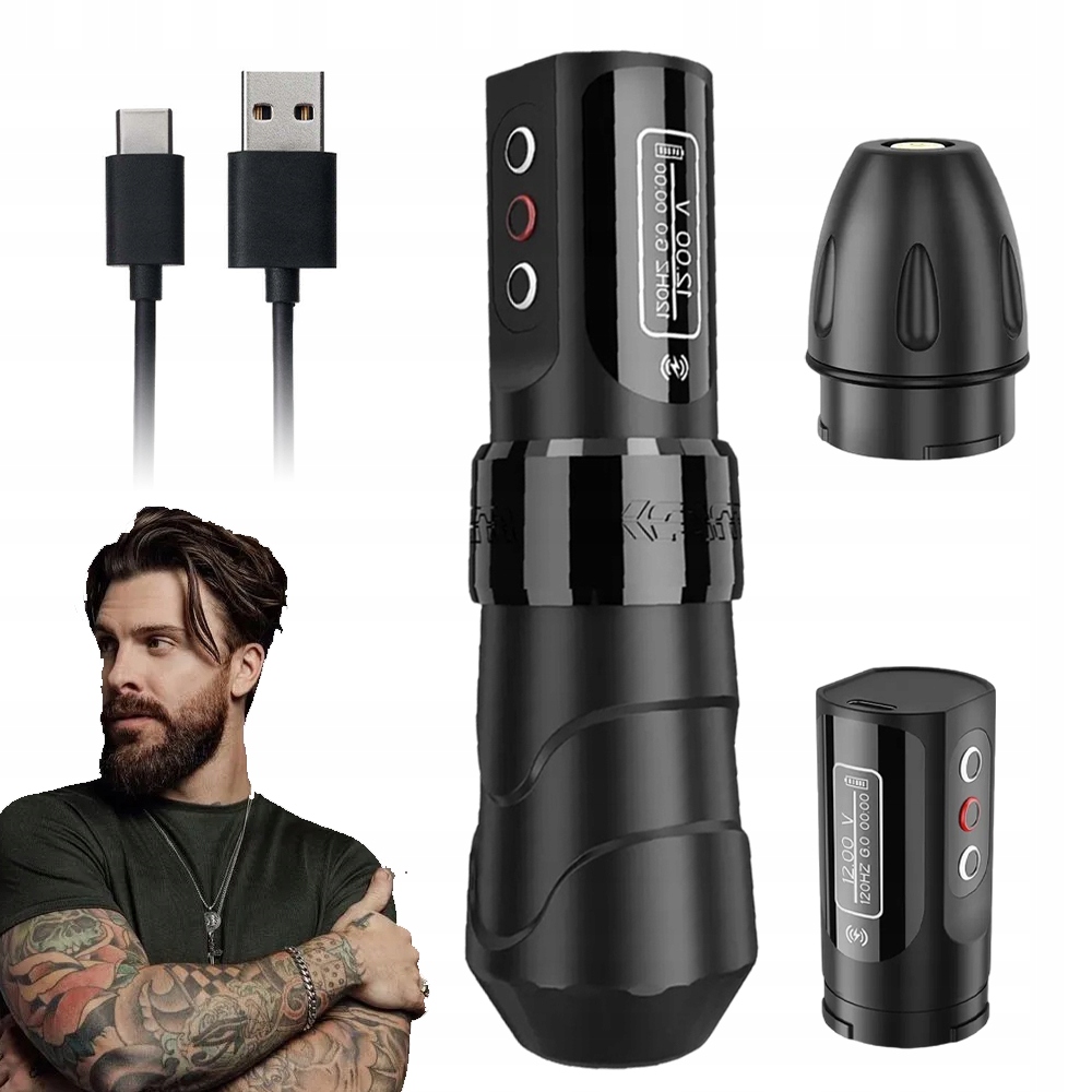 Rotační Na Tetování Bezdrátový, Nastavitelná Jehla, 10 Hodin Provozu