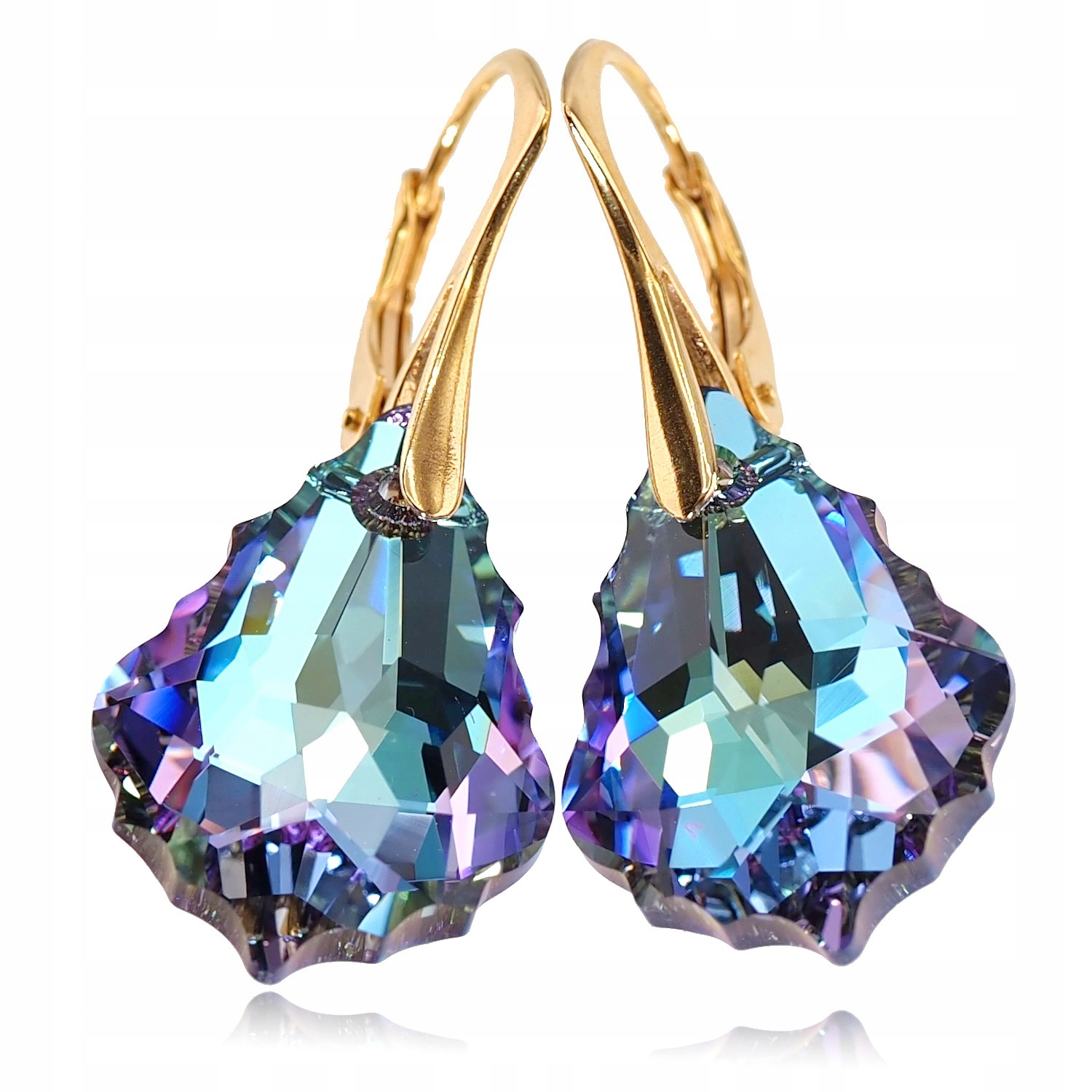 Ozdobné krystaly Náušnice Baroque Vitrail Zlaté Stříbro