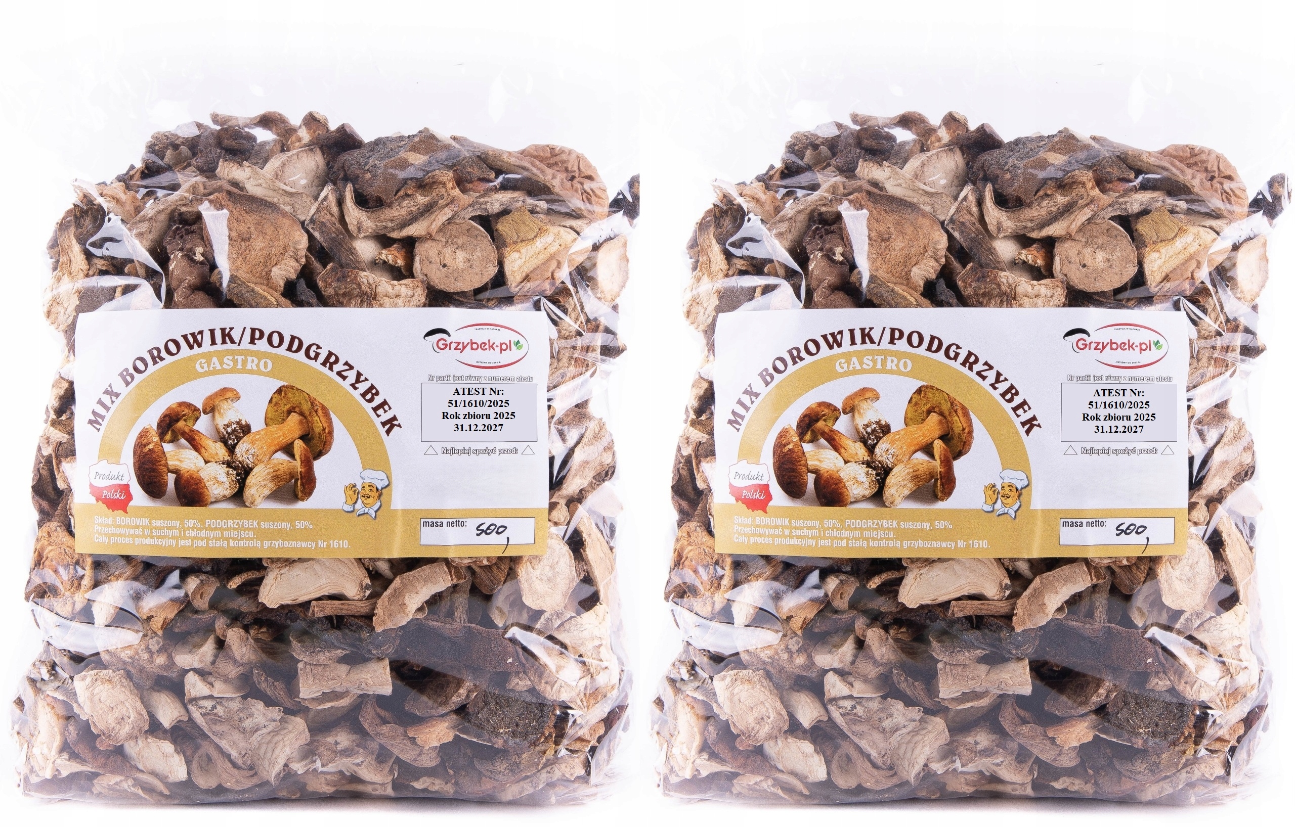 MIX Borowik+podhoubík Gastro 3kg Nová Sbírka 2025 Pl Atest sušené houby