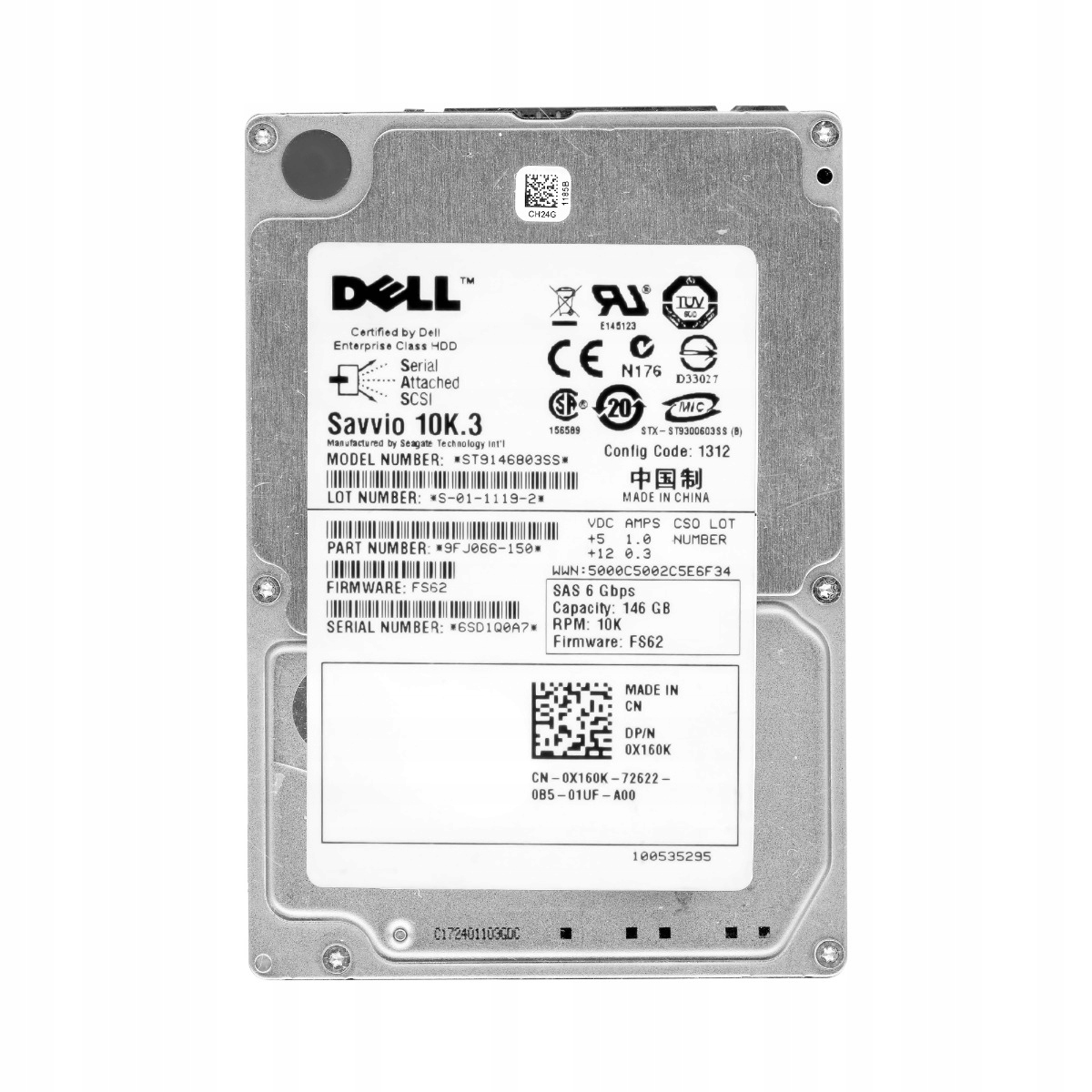 Dell 0X160K 146GB 10K 16MB SAS-2 2.5" ST9146803SS