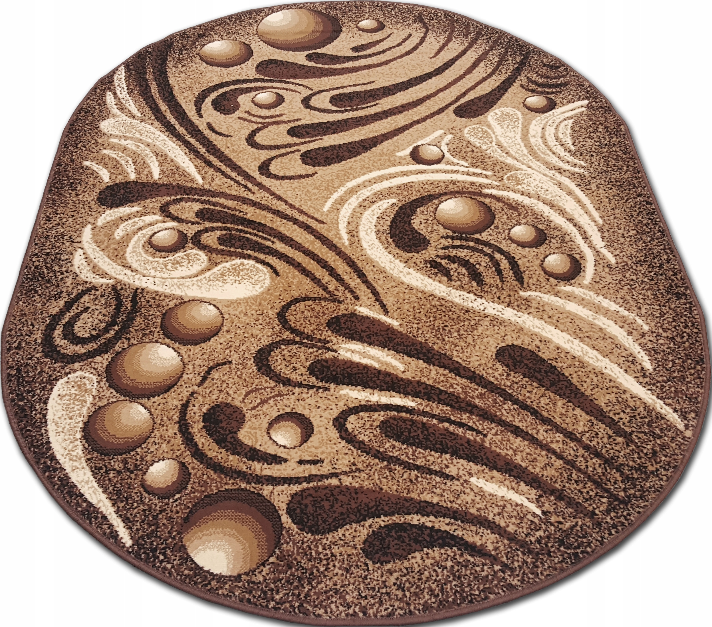 Piękny Klasyczny Dywan 150X210 Owalny Kropelki Łezki Brąz Belgijski Alfa