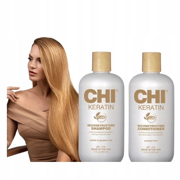 Chi Keratin Szampon rekonstruujący Odżywka z keratyną 2x 355ml-Zdjęcie-0