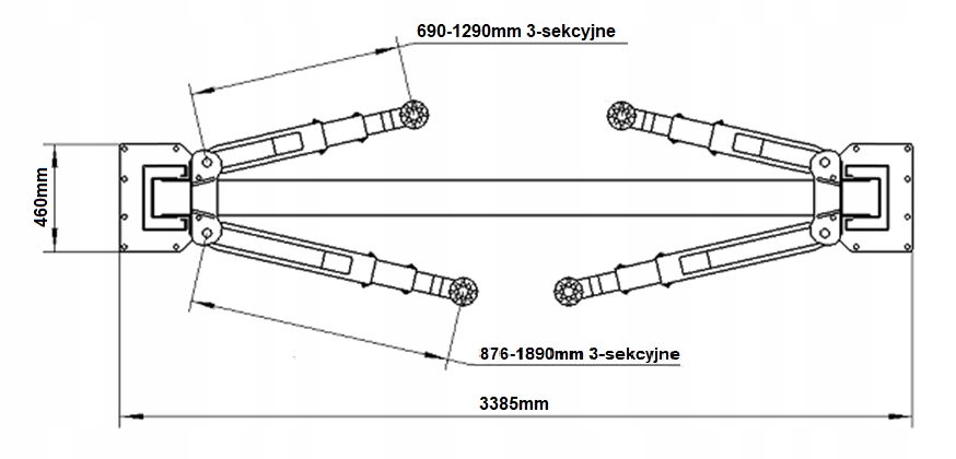 PODNOŚNIK DWUKOL.4T GÓRĄ ŁĄCZONY 4M TQ0002-TECHWAR Udźwig 4000 kg