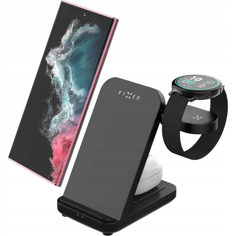 Nabíjacia stanica Fixed pre Galaxy S23/Galaxy Watch/Buds nabíjačka 3v1 Qi 15W