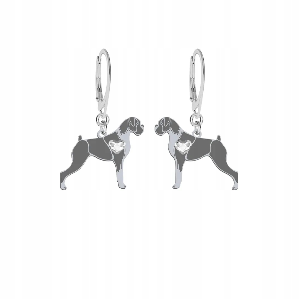 Stříbrné Náušnice se psem German Boxer 925 Šperky Dárek Gravírování Bonus