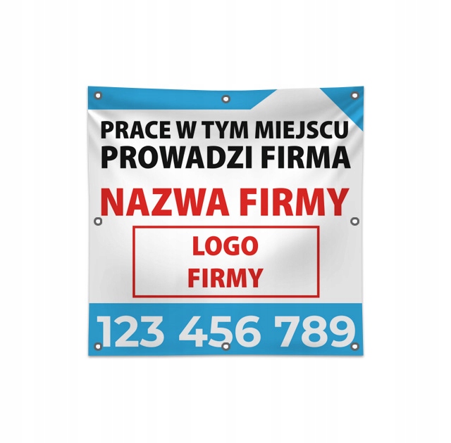 PRACE PROWADZI FIRMA baner reklama logo remont 1x1